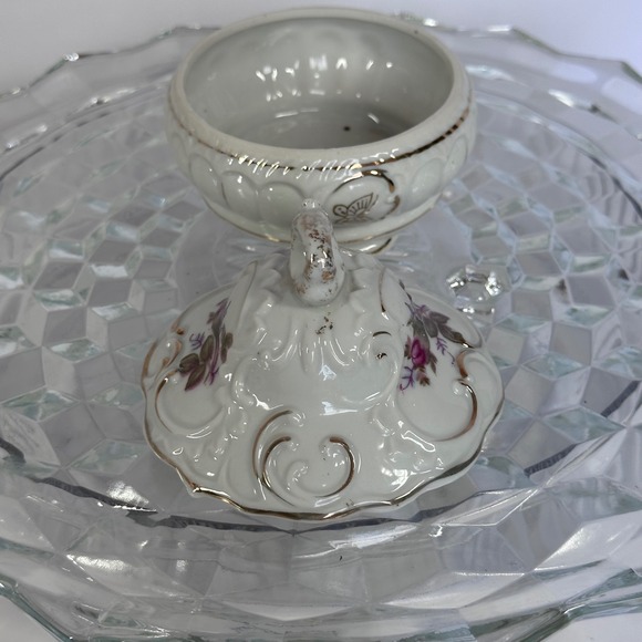 Vintage Porcelain Vanity Set Floral Rose Design‎ Perfume Bottles Trinket Box - Picture 8 of 16